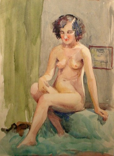 WR Watkins sitting nude 1920s