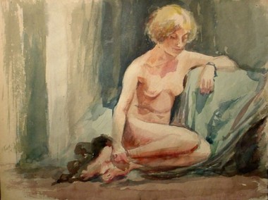 WR Watkins sitting nude c.1920s